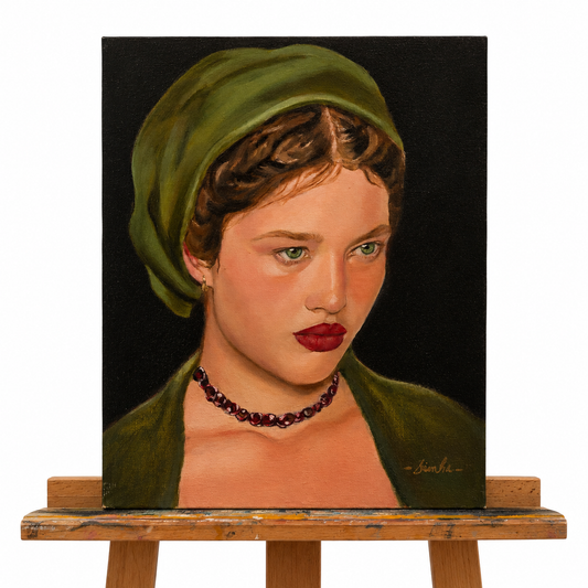 Femme avec son foulard vert